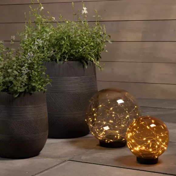 Eminza Borne De Jardin Solaire 30 LED (H28 Cm Cm) Crystal Orange