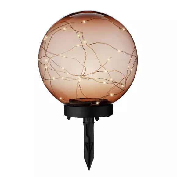 Eminza Borne De Jardin Solaire 30 LED (H28 Cm Cm) Crystal Orange
