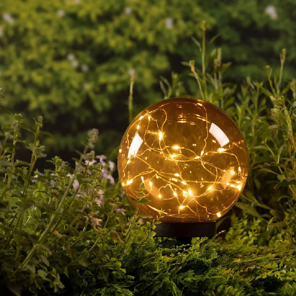 eminza Borne de jardin solaire 30 LED (H28 cm cm) Crystal Orange