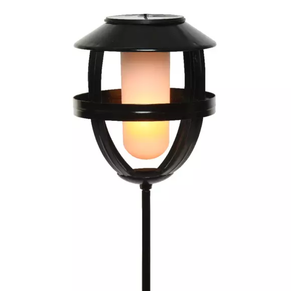 Eminza Borne De Jardin Solaire LED (H80 Cm) Effet Flamme Noir