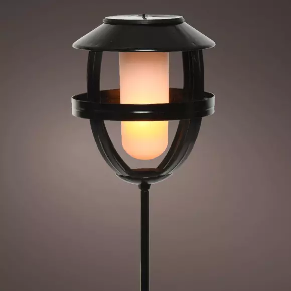 Eminza Borne De Jardin Solaire LED (H80 Cm) Effet Flamme Noir
