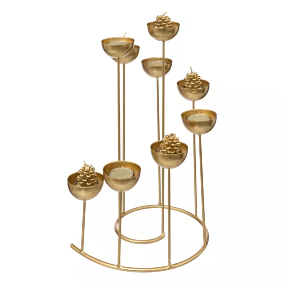 Eminza Bougeoir En Métal 9 Bougies (H35 Cm) Spirale Doré