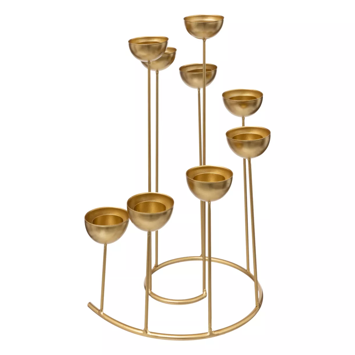 eminza Bougeoir en métal 9 bougies (H35 cm) Spirale Doré