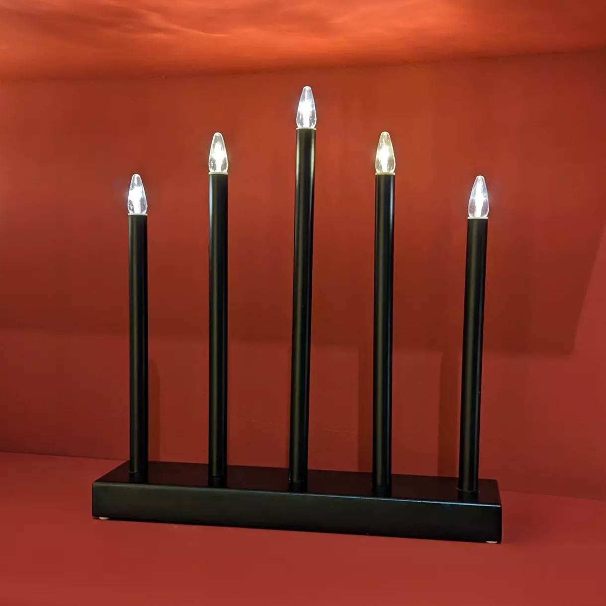 eminza Bougeoir lumineux à piles 5 LED (H40 cm) Christmas Blanc chaud