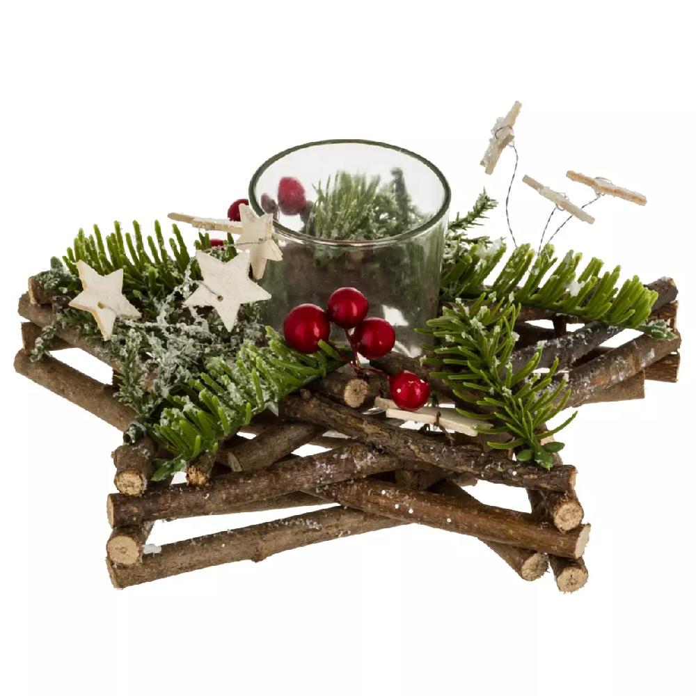 eminza Bougeoir photophore (D20 cm) Etoile bois et forêt