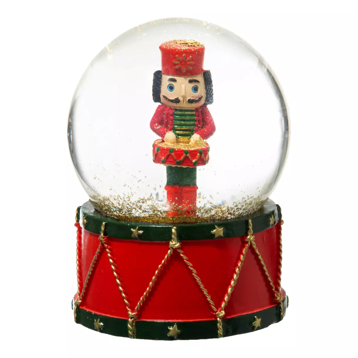 eminza Boule à neige (H8 cm) Casse Noisette et paillettes dorées