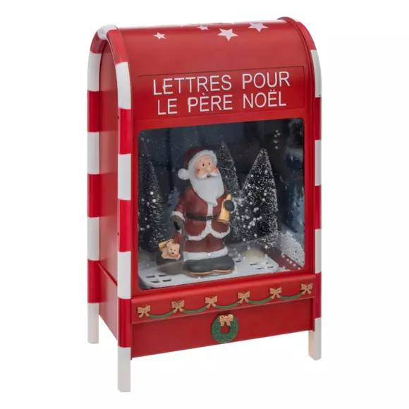 Eminza Boule à Neige Lumineuse 12 LED (H40 Cm) Boîte Aux Lettres Du Père Noël