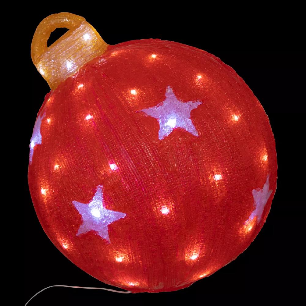 eminza Boule de Noël lumineuse solaire 60 LED (H38 cm) Étoile Blanc froid