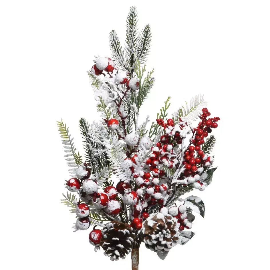 eminza Branche de Baies givrées (50 cm) Rouge enneigé