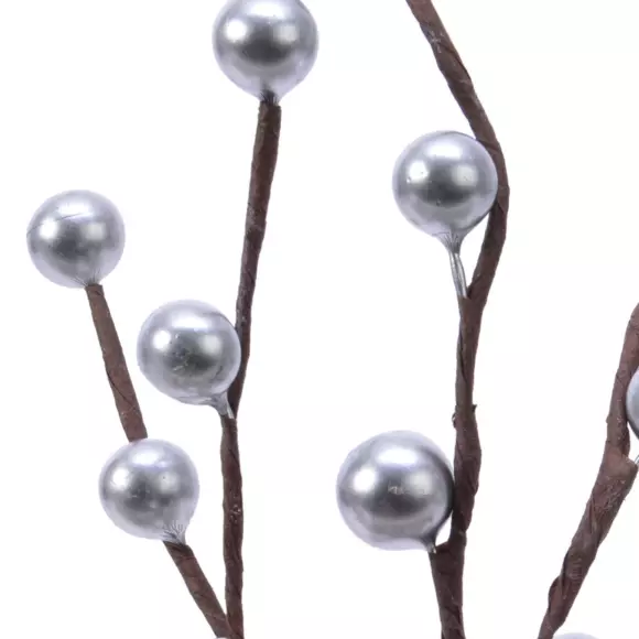 Eminza Branche De Baies Laquées (26 Cm) Glace D'argent