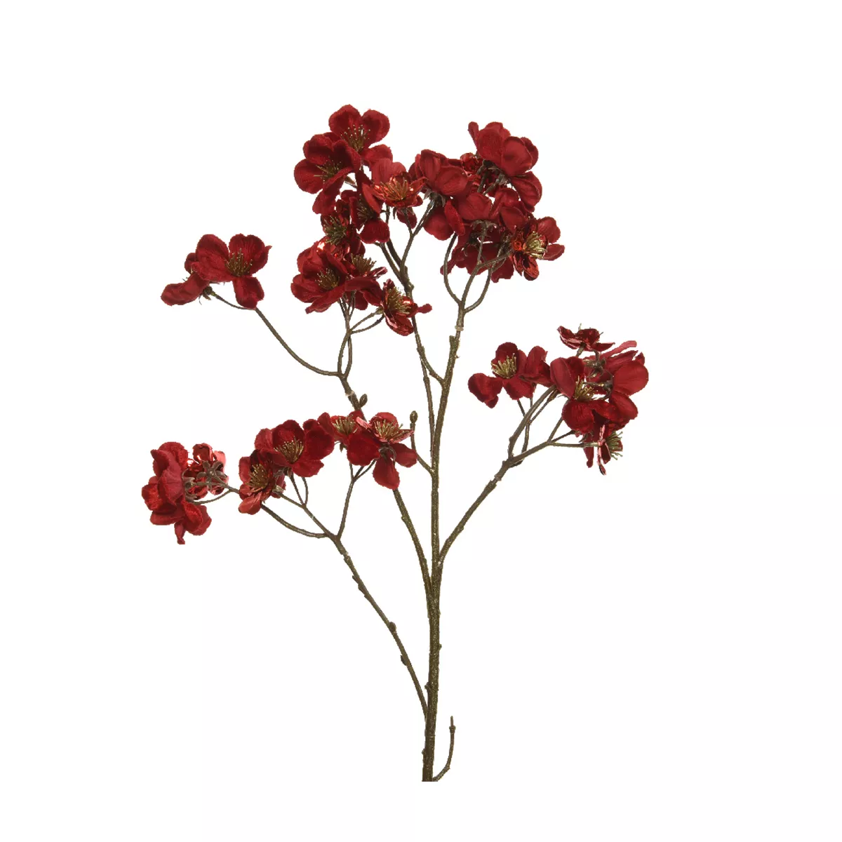 eminza Branche de fleurs (H78 cm) Cornouiller en velours Rouge