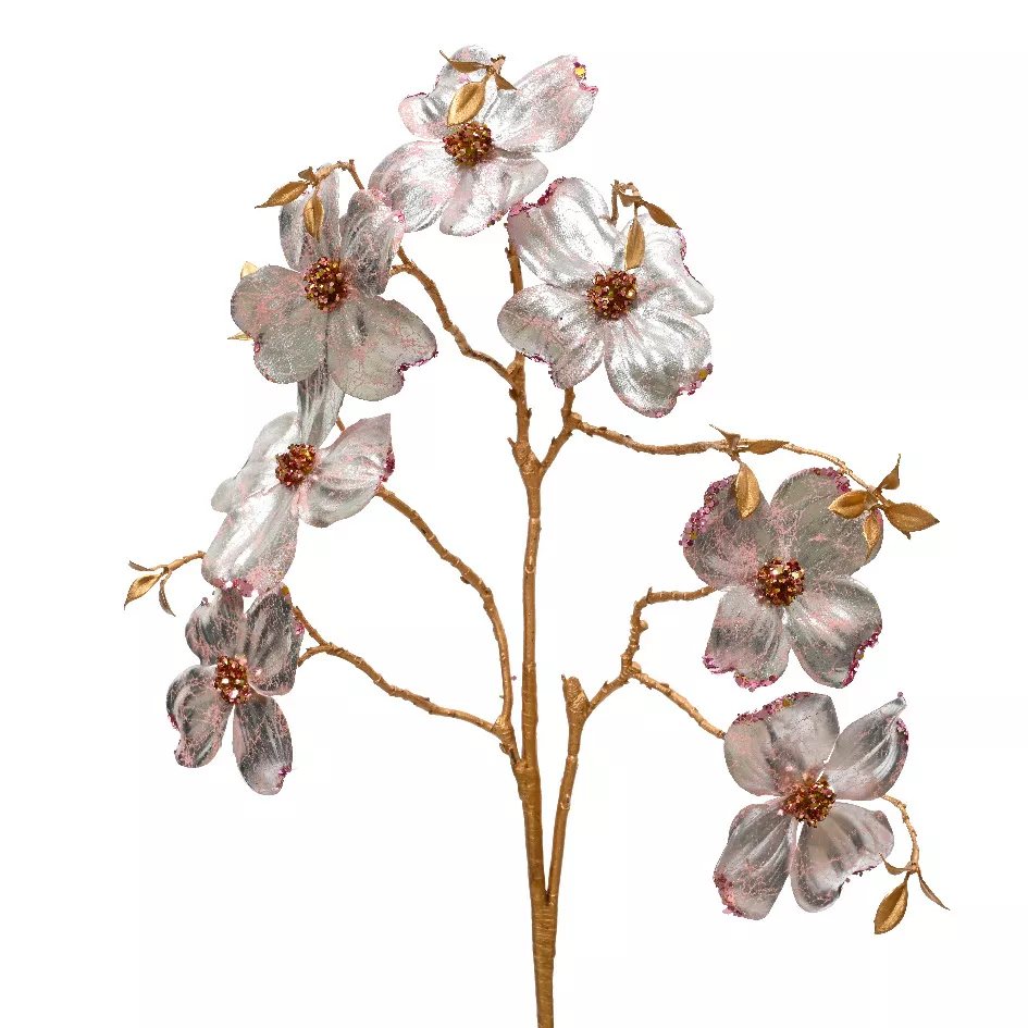 eminza Branche de fleurs (H90 cm) Cornouiller craquelé Rose