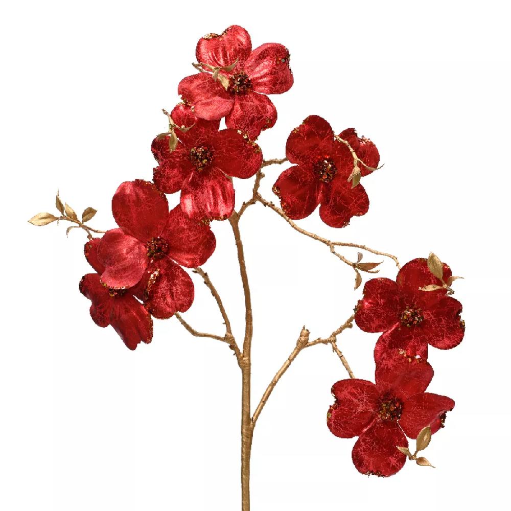 eminza Branche de fleurs (H90 cm) Cornouiller craquelé Rouge
