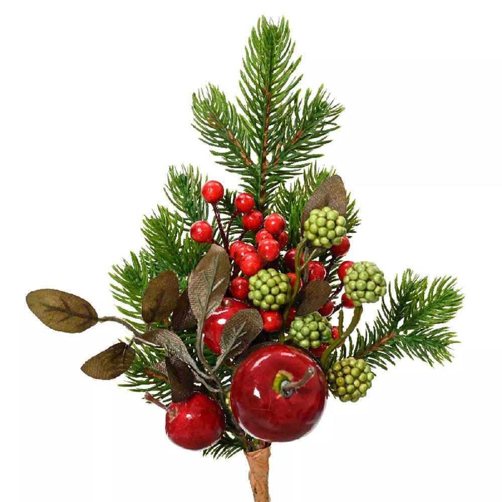 eminza Branche de sapins (H26 cm) Pommes sucrées Rouge