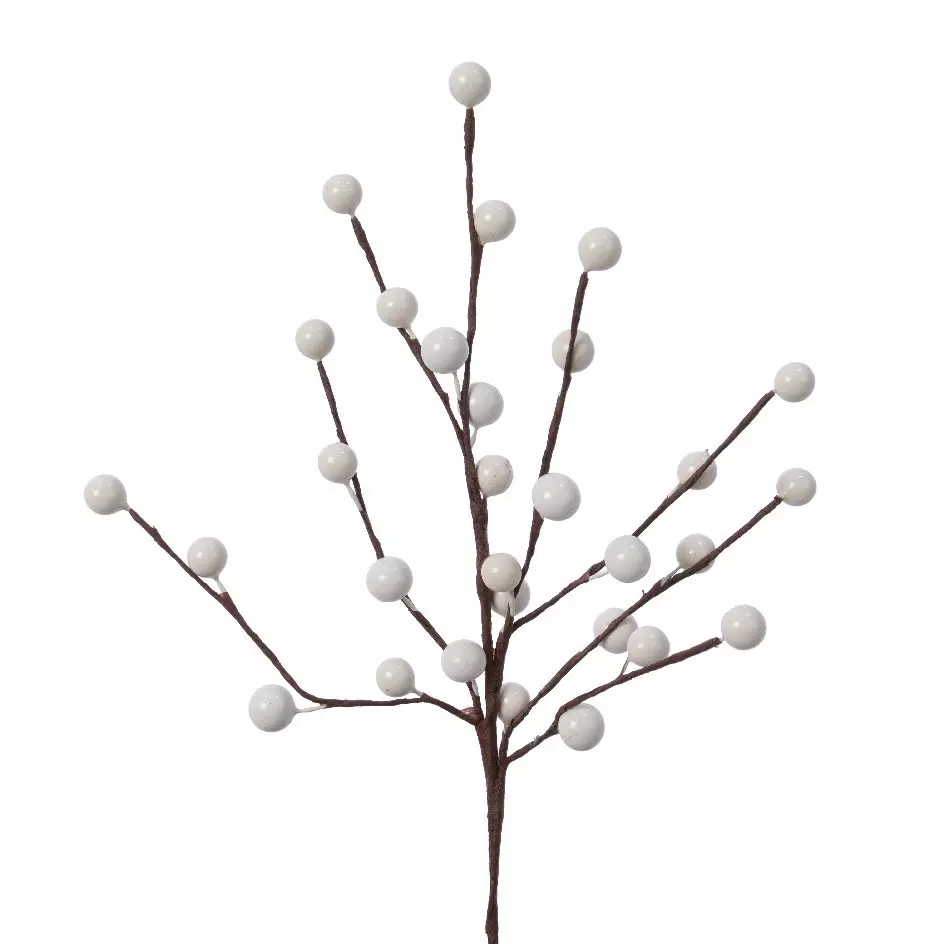 eminza Branche décorative Noël (26 cm) Baies Izoenn Blanc