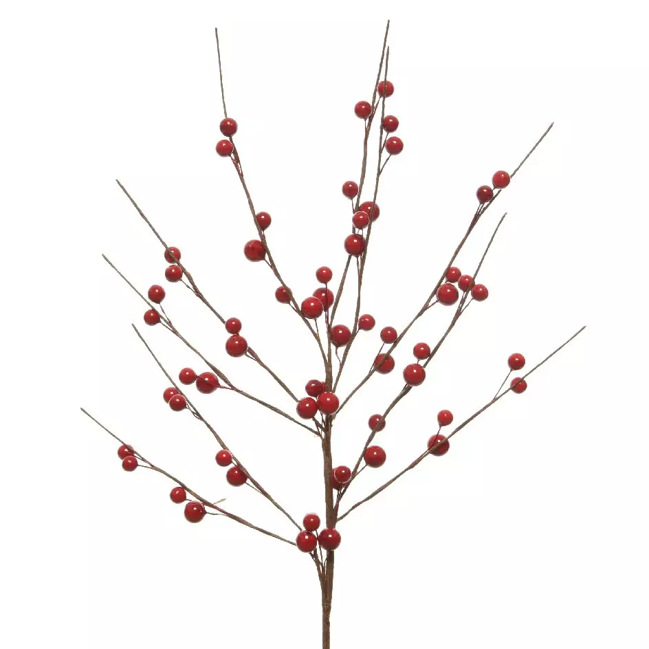 eminza Branche décorative Noël (55 cm) Baies d'Hermione Rouge