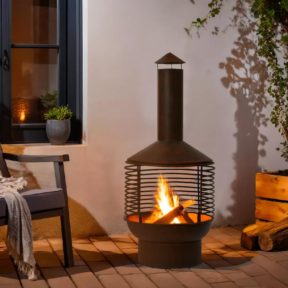 eminza Braséro cheminée d'extérieur (D42 x H105 cm) Mérida Brun antique