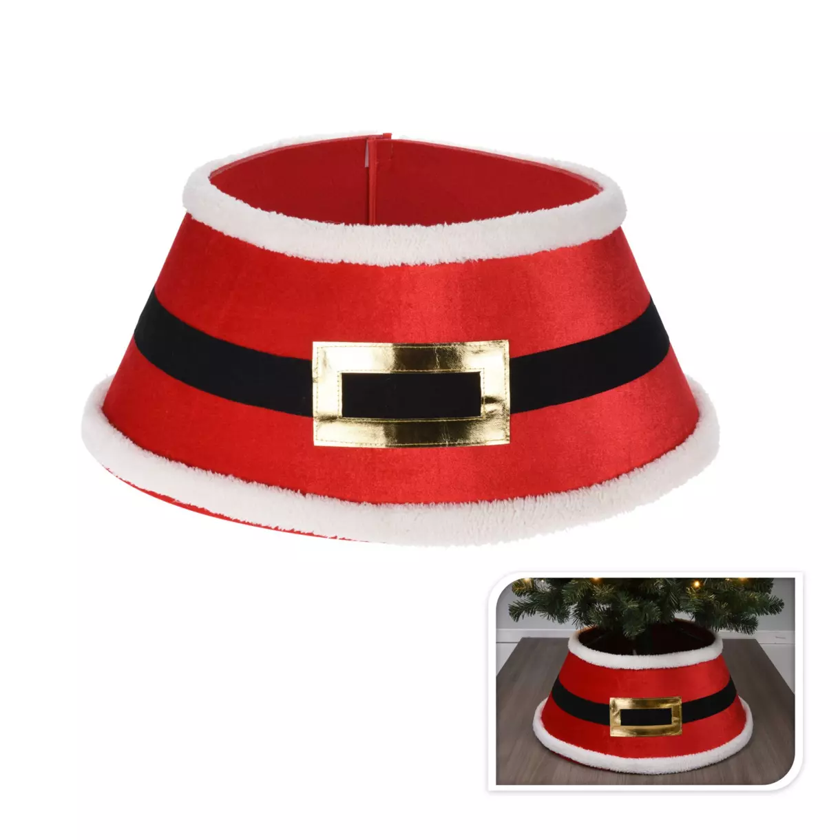 eminza Cache pied de sapin (D60 cm) Ceinture du Père Noël