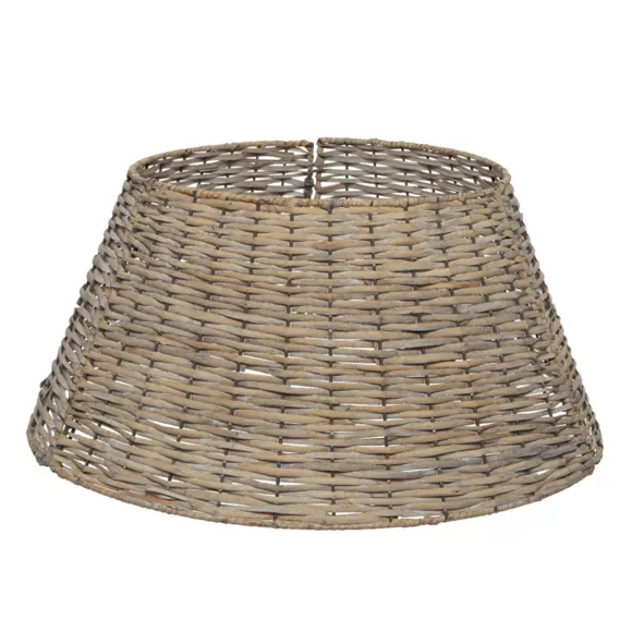 Eminza Cache Pied De Sapin En Osier (D57 Cm) Saule Tressé Gris Vieilli