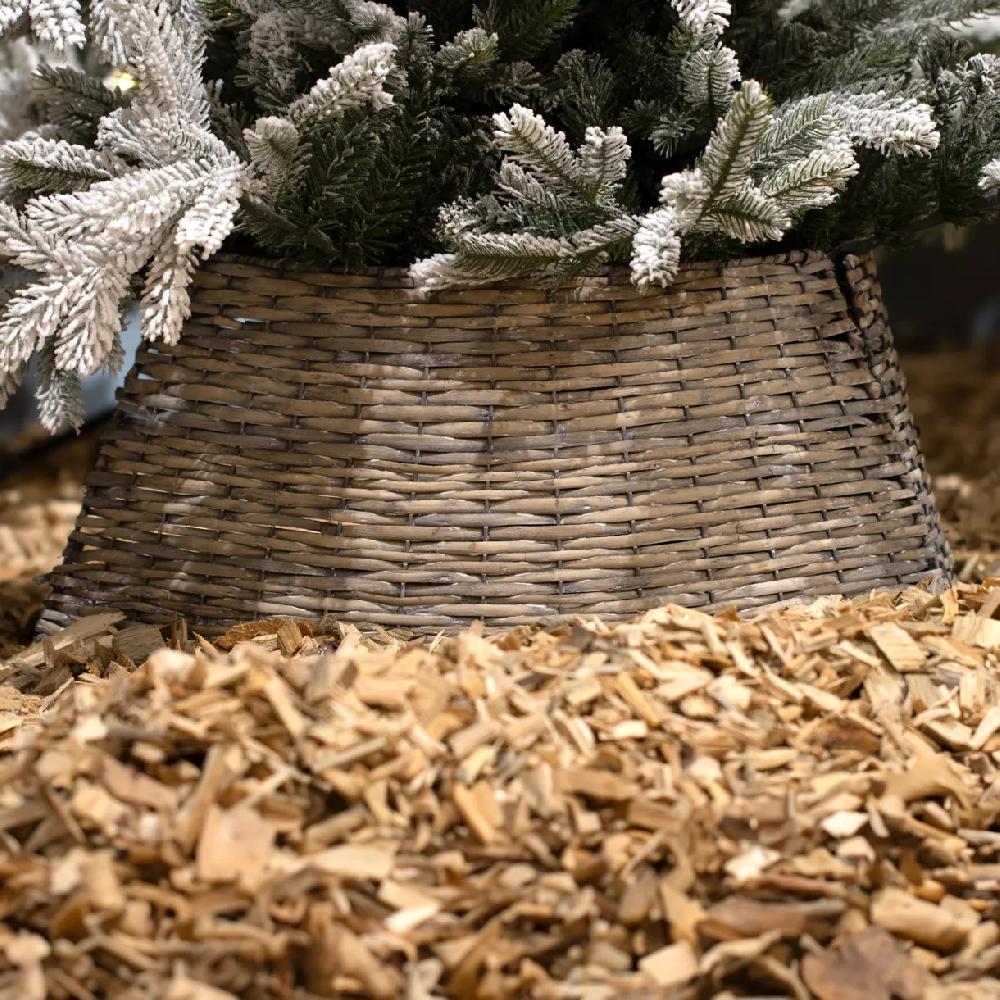 eminza Cache pied de sapin en osier (D57 cm) Saule tressé Gris vieilli