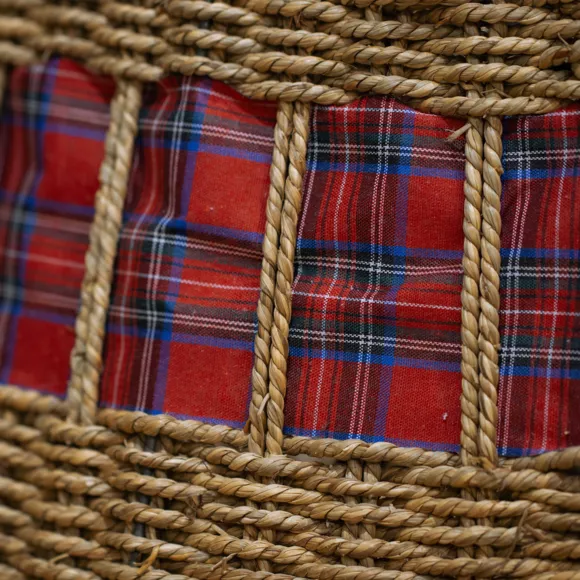 Eminza Cache Pied De Sapin En Osier (D57 Cm) Tartan écossais