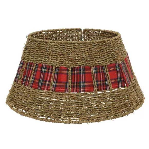 Eminza Cache Pied De Sapin En Osier (D57 Cm) Tartan écossais
