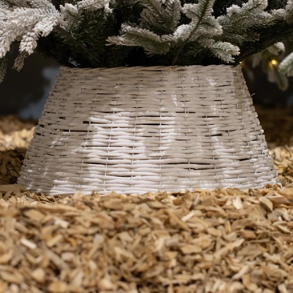 eminza Cache pied de sapin en osier (D70 cm) Saule tressé Blanc
