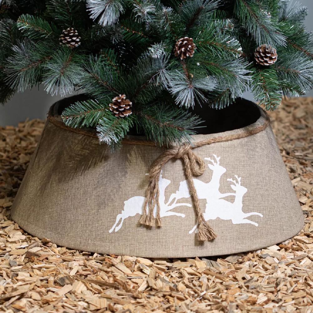 eminza Cache pied de sapin Jute (D68 cm) Rennes de Noël
