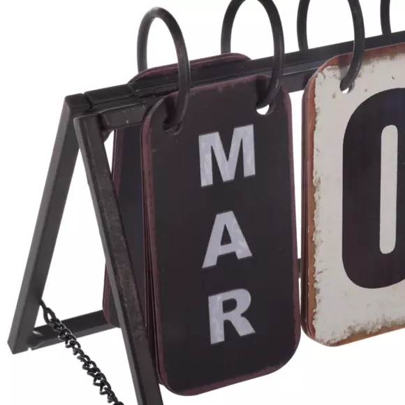 Eminza Calendrier à Poser En Métal (H14 Cm ) Vintage Noir