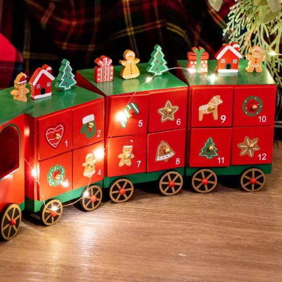 Eminza Calendrier De L'Avent à Remplir Petit Train Rouge Et Vert
