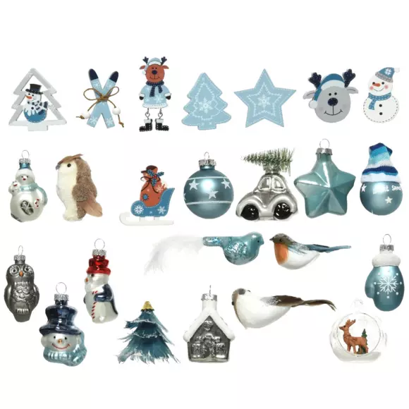 Eminza Calendrier De L'Avent Décorations Incluses Bleu