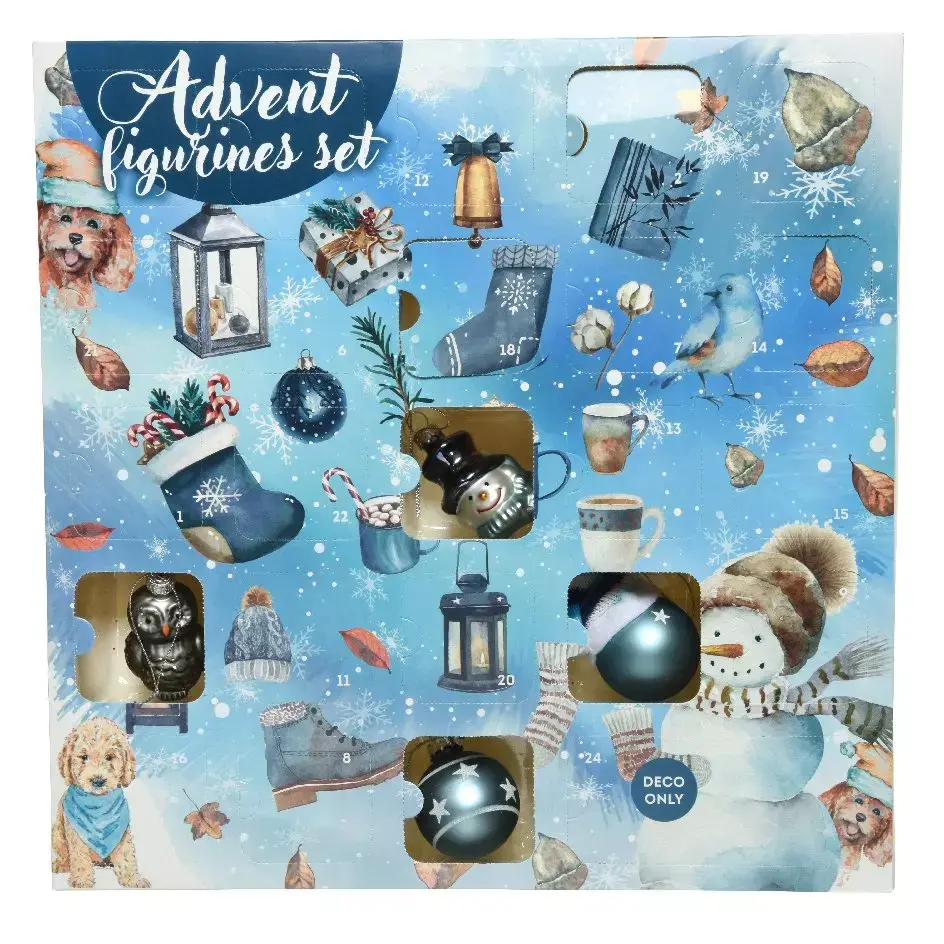 eminza Calendrier de l'Avent décorations incluses Bleu