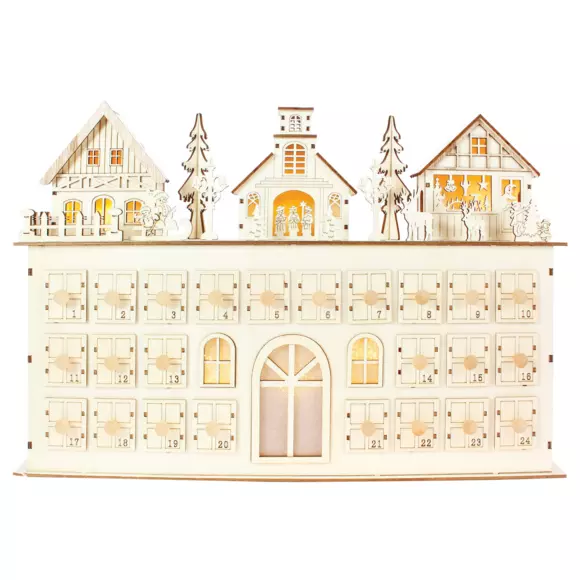 Eminza Calendrier De L'Avent Lumineux à Remplir Maison Décorée En Bois