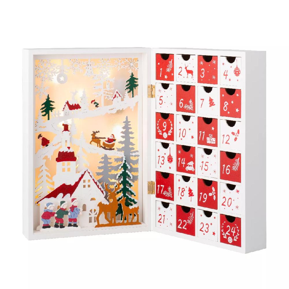 eminza Calendrier de l'Avent lumineux à remplir Paysage de Noël Enchanté