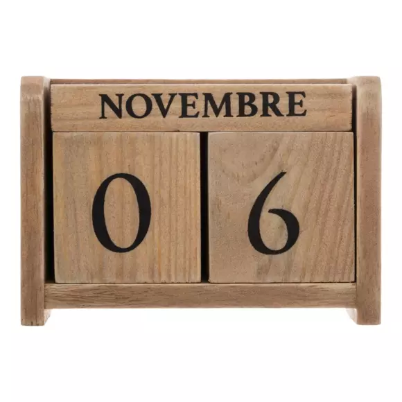 Eminza Calendrier Perpetuel En Bois (H7 5 Cm) Colonial