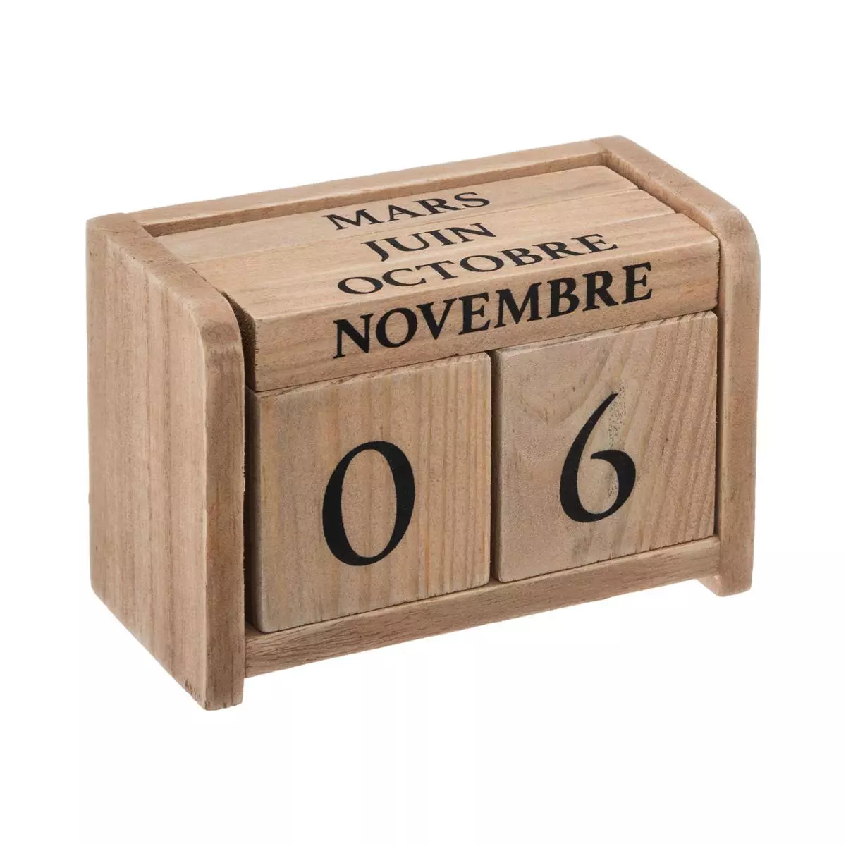 eminza Calendrier perpetuel en bois (H7 5 cm) Colonial