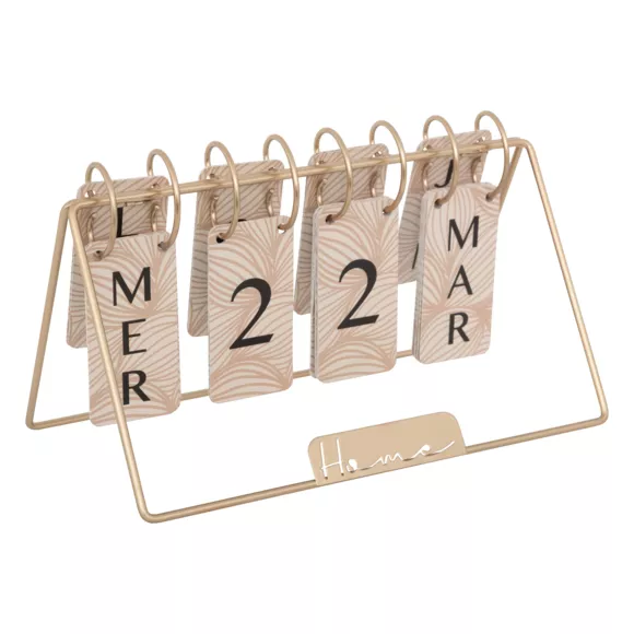 Eminza Calendrier Perpétuel Métal (H17 Cm) Automne Rose