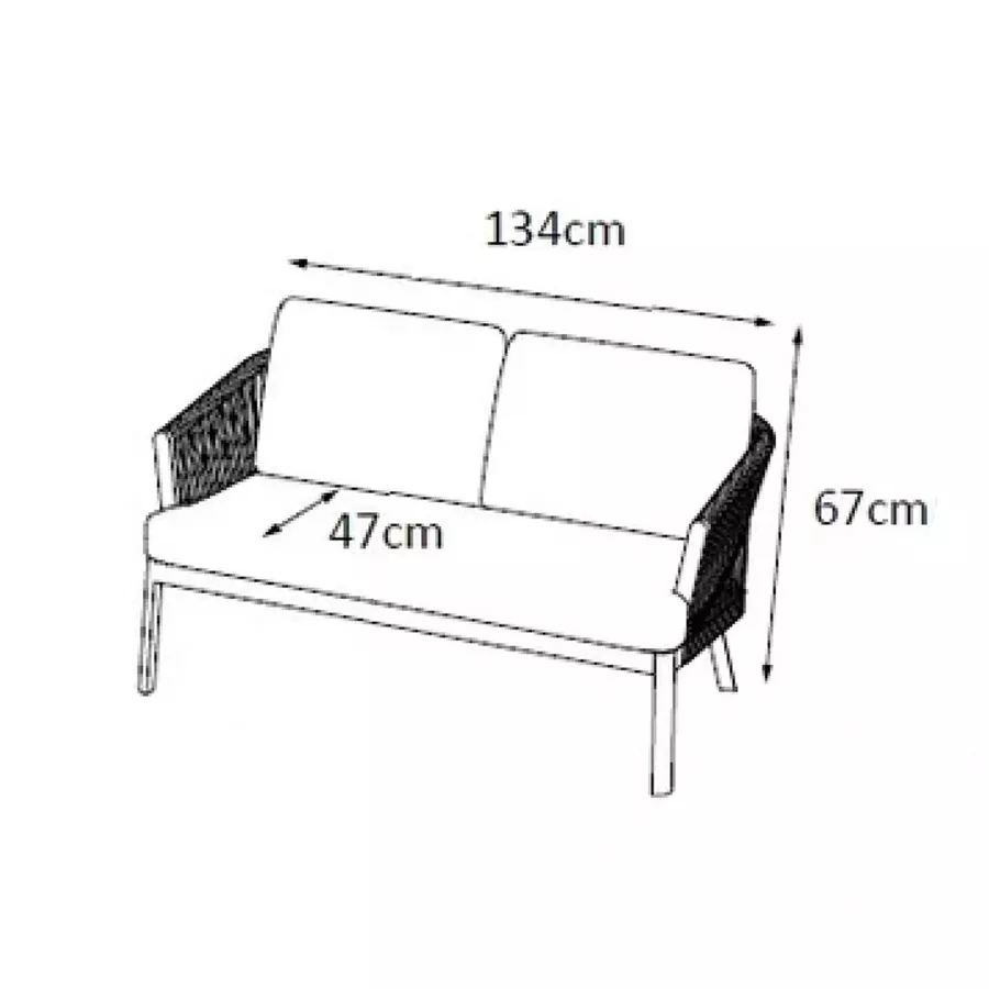 Eminza Canapé De Jardin En Aluminium 2 Places Amalfi Blanc Et Beige
