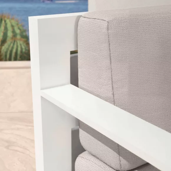Eminza Canapé De Jardin En Aluminium 2 Places Elba Blanc Et Taupe
