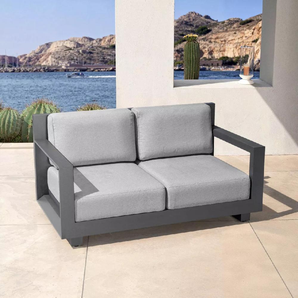 eminza Canapé de jardin en aluminium 2 places Elba Gris anthracite