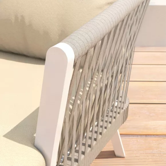Eminza Canapé De Jardin En Aluminium 3 Places Amalfi Blanc Et Beige