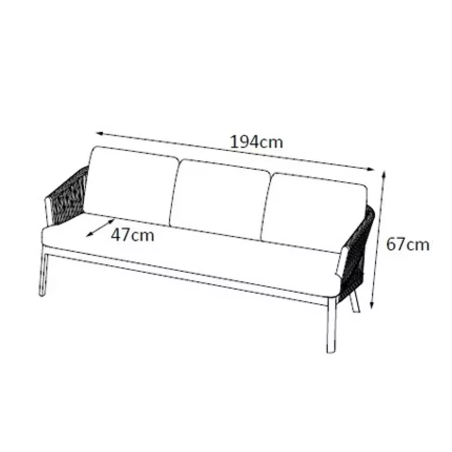 Eminza Canapé De Jardin En Aluminium 3 Places Amalfi Blanc Et Beige