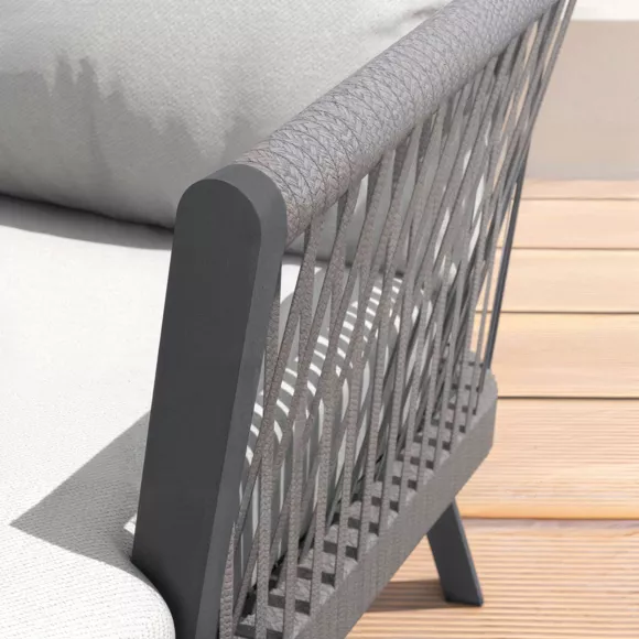 Eminza Canapé De Jardin En Aluminium 3 Places Amalfi Gris Anthracite Et Gris Clair