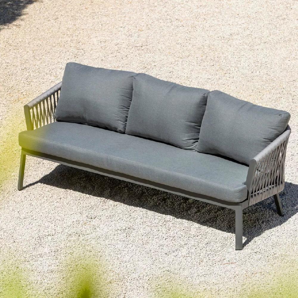 eminza Canapé de jardin en aluminium 3 places Amalfi Gris anthracite