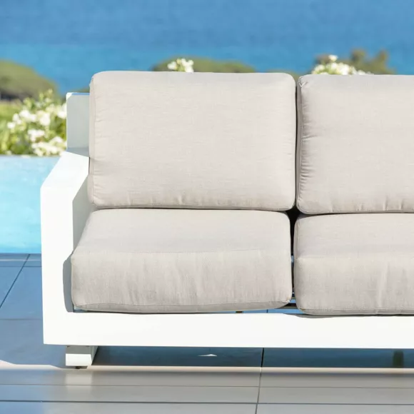 Eminza Canapé De Jardin En Aluminium 3 Places Elba Blanc Et Taupe