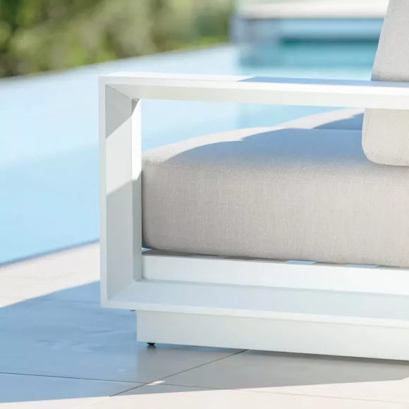 Eminza Canapé De Jardin En Aluminium 3 Places Elba Blanc Et Taupe