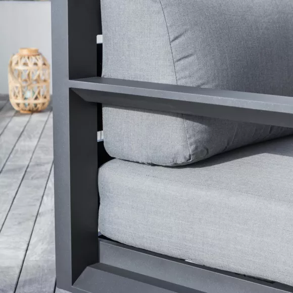 Eminza Canapé De Jardin En Aluminium 3 Places Elba Gris Anthracite
