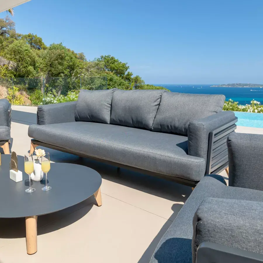 Eminza Canapé De Jardin En Aluminium 3 Places Monte Carlo Gris Anthracite