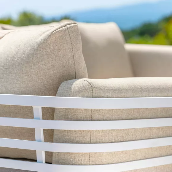 Eminza Canapé De Jardin En Aluminium 3 Places Monte Carlo Blanc Et Beige