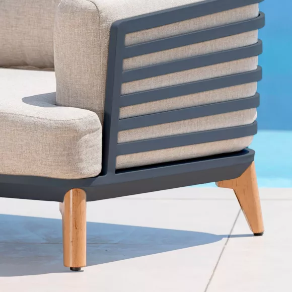 Eminza Canapé De Jardin En Aluminium 3 Places Monte Carlo Gris Anthracite Et Taupe